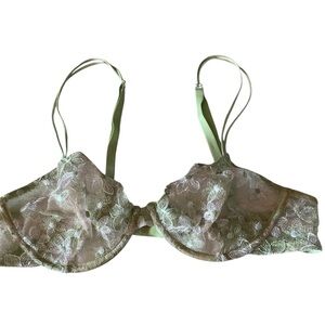 Cosabella full coverage lace bra mint green pink embroidered floral size 36C